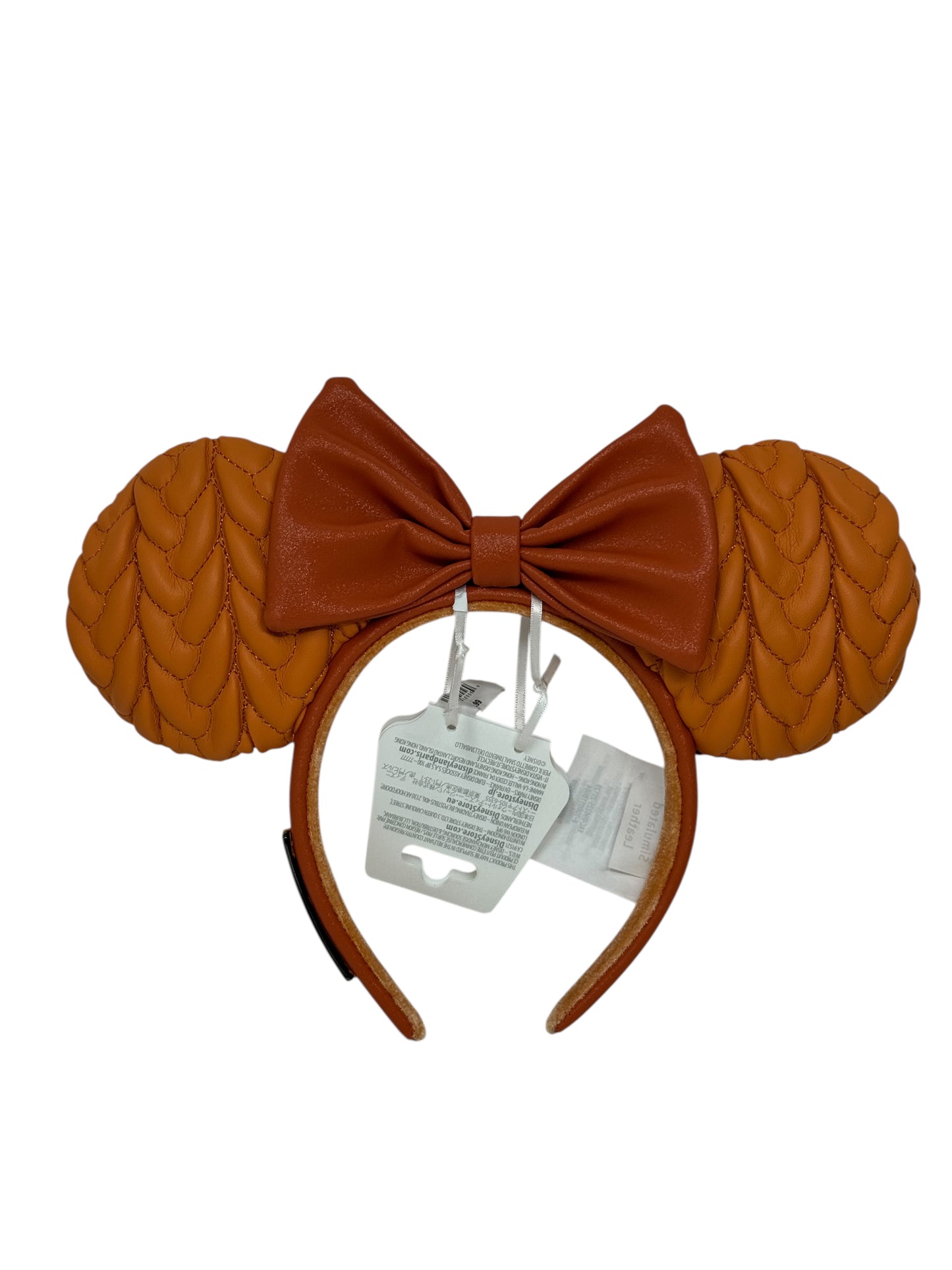 Disney Minnie Ears Loungefly Headband Pumpkin Spice Orange Puffy Quilted