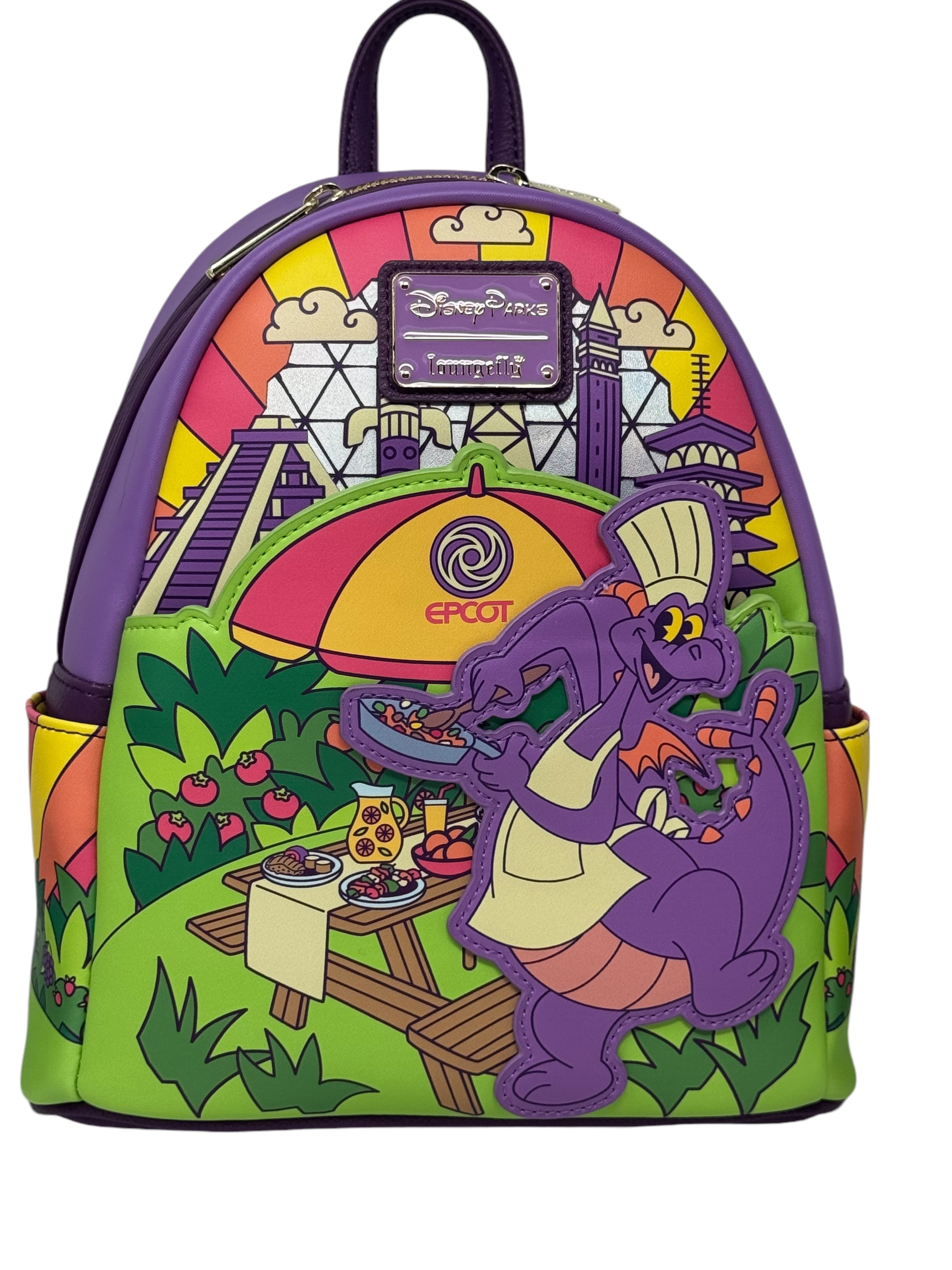 Disney Epcot Food Wine Festival 2024 Figment Loungefly Backpack World of Treasures