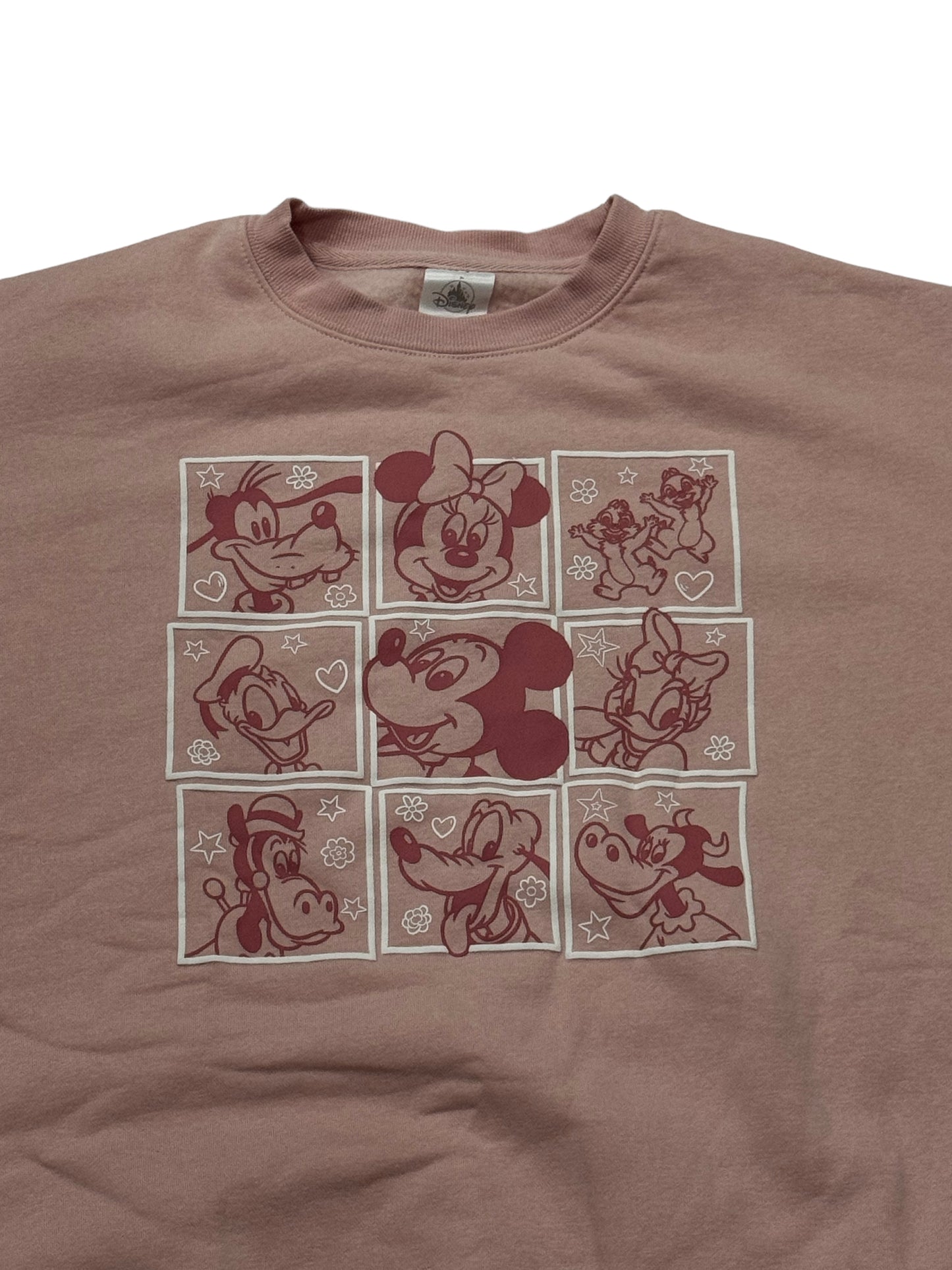 Disney 9 Character Mickey & Friends Women’s Pullover-Pink 1X