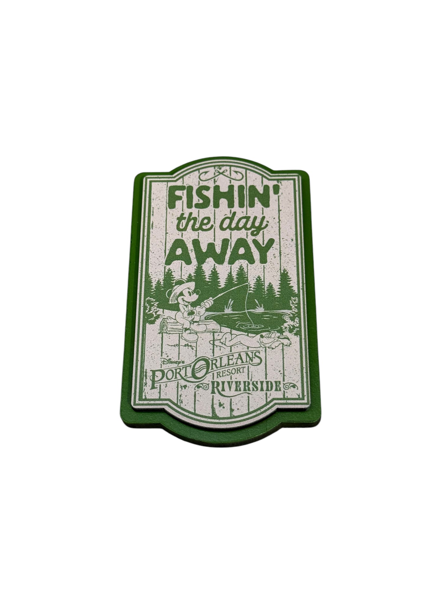 Disney Port Orleans Riverside Resort Mickey Wood Magnet-Fishin’ the Day Away