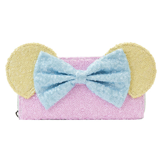 Disney Minnie Pastel Sequin Loungefly Wallet Zip Around