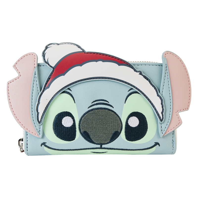 Disney Stitch Holiday Glitter Zip Loungefly Wallet