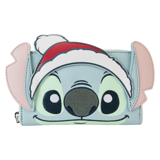 Disney Stitch Holiday Glitter Zip Loungefly Wallet