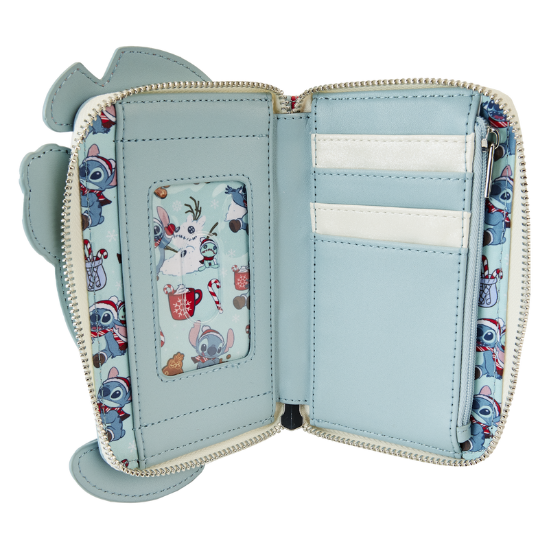 Disney Stitch Holiday Glitter Zip Loungefly Wallet