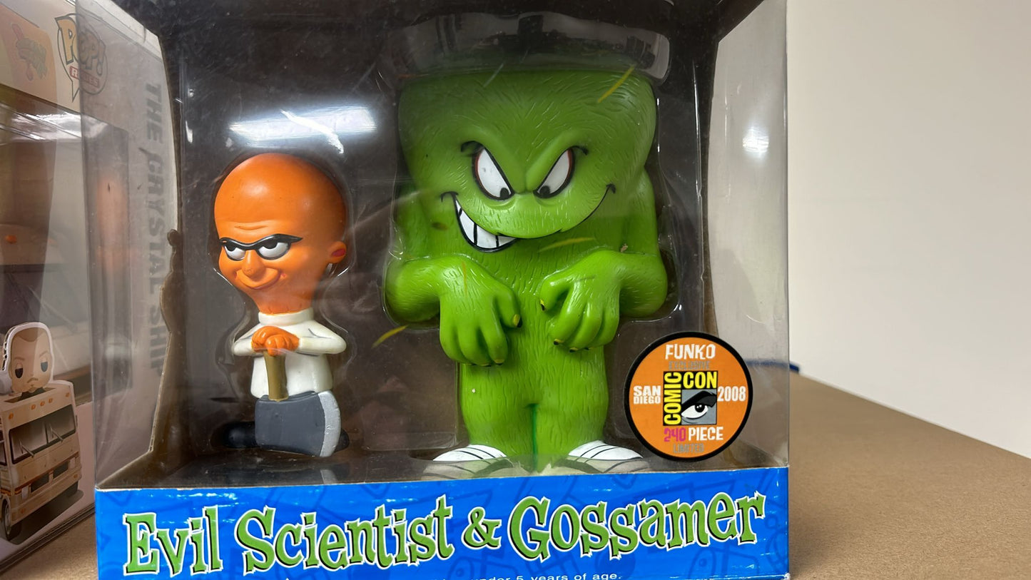 FUNKO CARTOON CLASSICS EVIL SCIENTIST & GOSSAMER SET WACKY WOBBLER BOBBLEHEADS ComicCon 2008