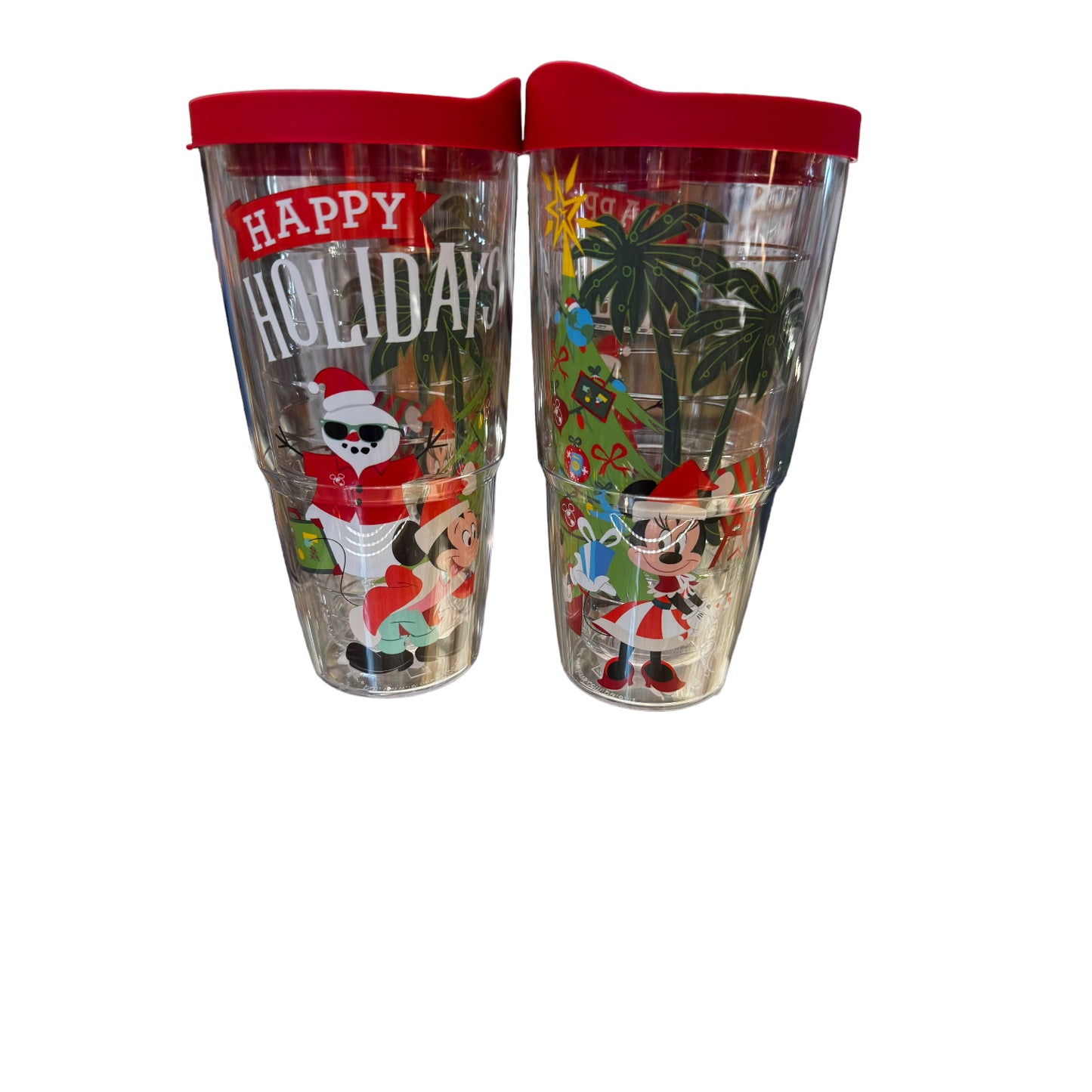 Disney Vacation Club Mickey, Minnie, Snowman Holiday Tervis Tumbler with Lid