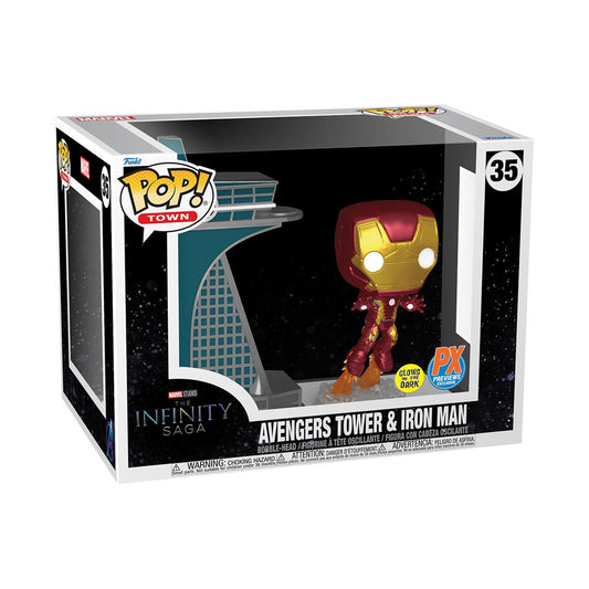 Avengers 2 Iron Man with Avengers Tower Glow-in-the-Dark Funko Pop! Town - Previews Exclusive