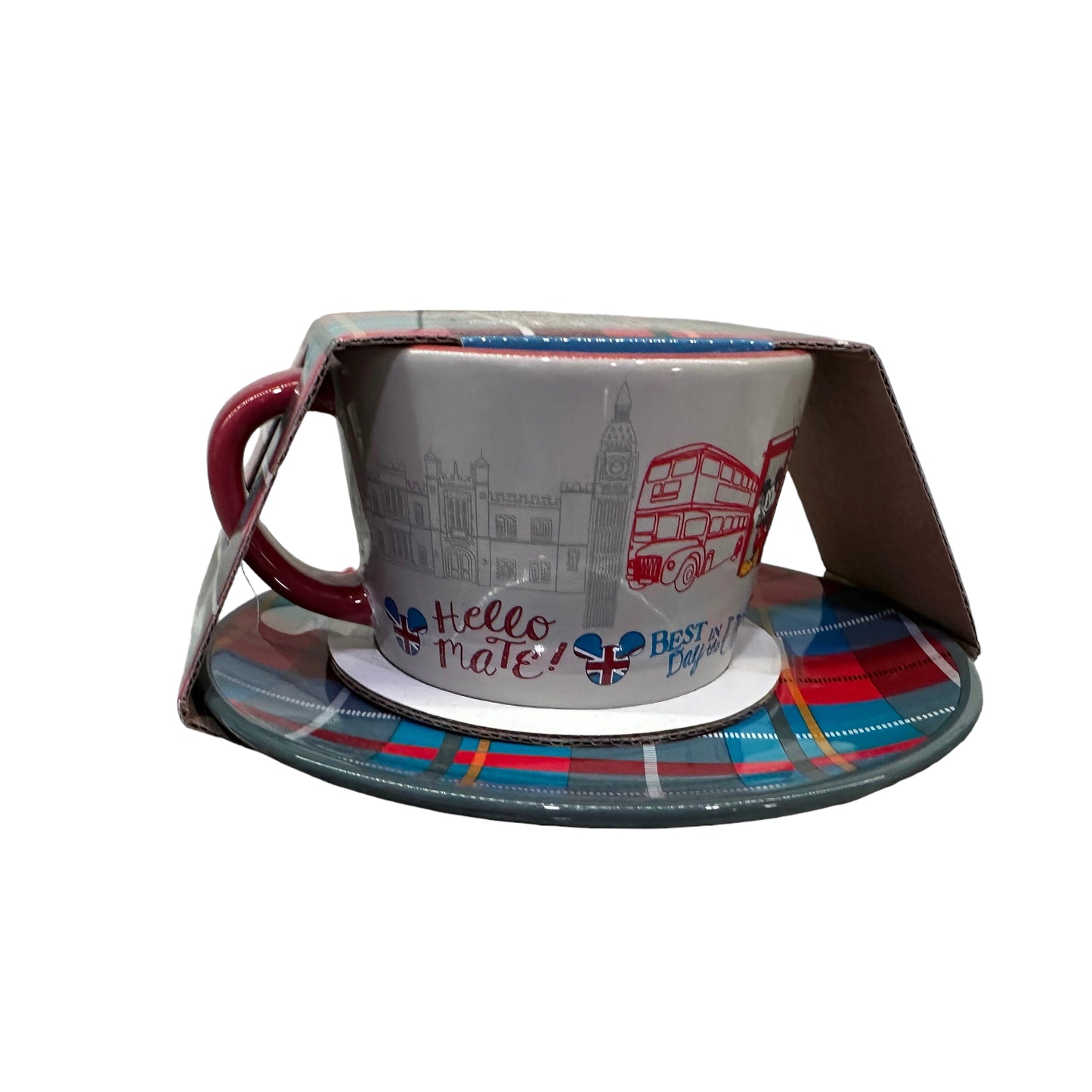 Disney Epcot United Kingdom Mickey & Minnie Tea Cup and Saucer Set