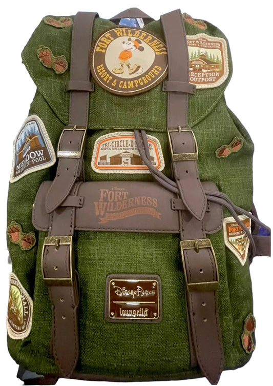 Disney Fort Wilderness Campground Mickey Patches Canvas Loungefly Backpack