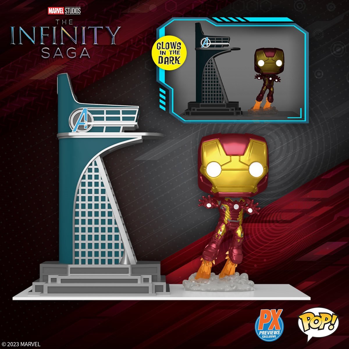 Avengers 2 Iron Man with Avengers Tower Glow-in-the-Dark Funko Pop! Town - Previews Exclusive