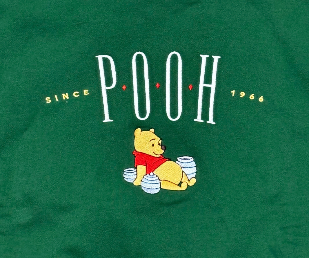 Disney Winnie the Pooh Embroidered Pooh Pullover Sweatshirt-Green