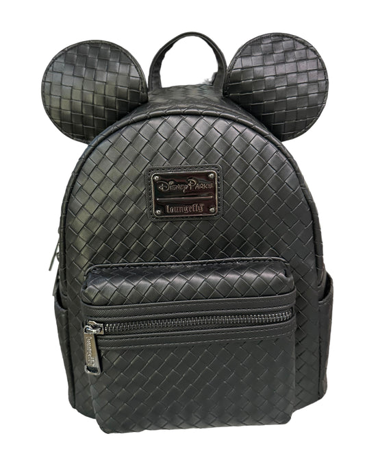 Disney Parks Black Woven Mickey Loungefly Backpack Purse