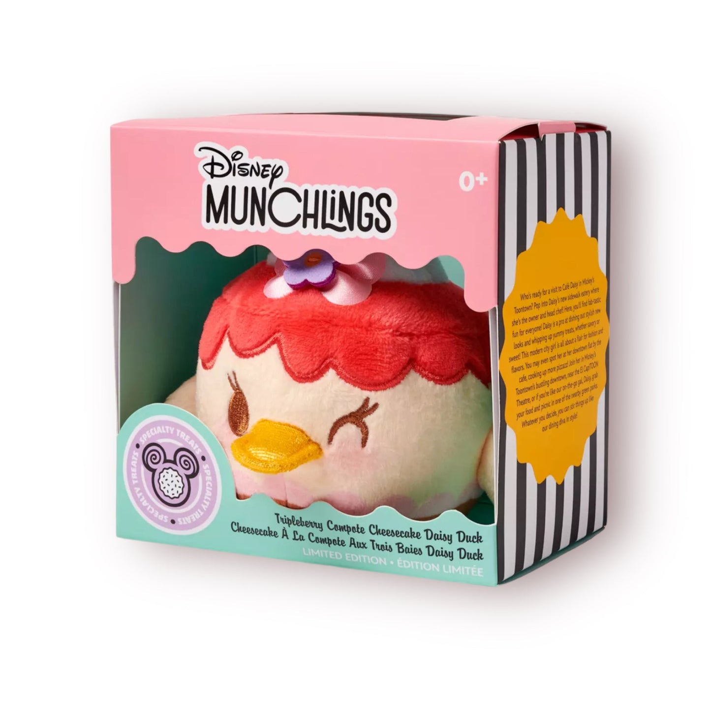 Disney Daisy Duck Tripleberry Compote Cheesecake Disney Munchling Scented Plush â€“ Micro 4 1/2'' Limited Edition