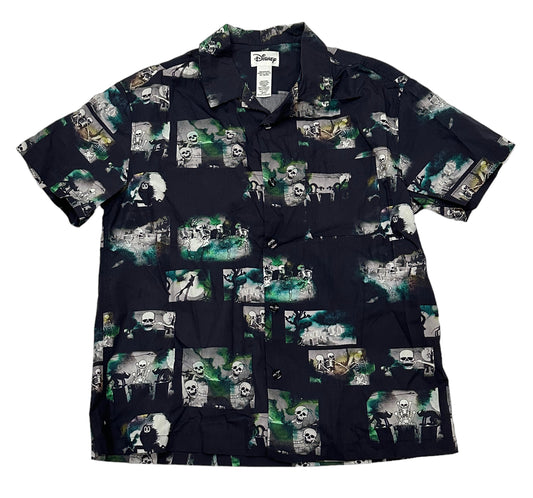 Walt Disney Silly Symphony The Skeleton Dance Woven Button Camp Shirt