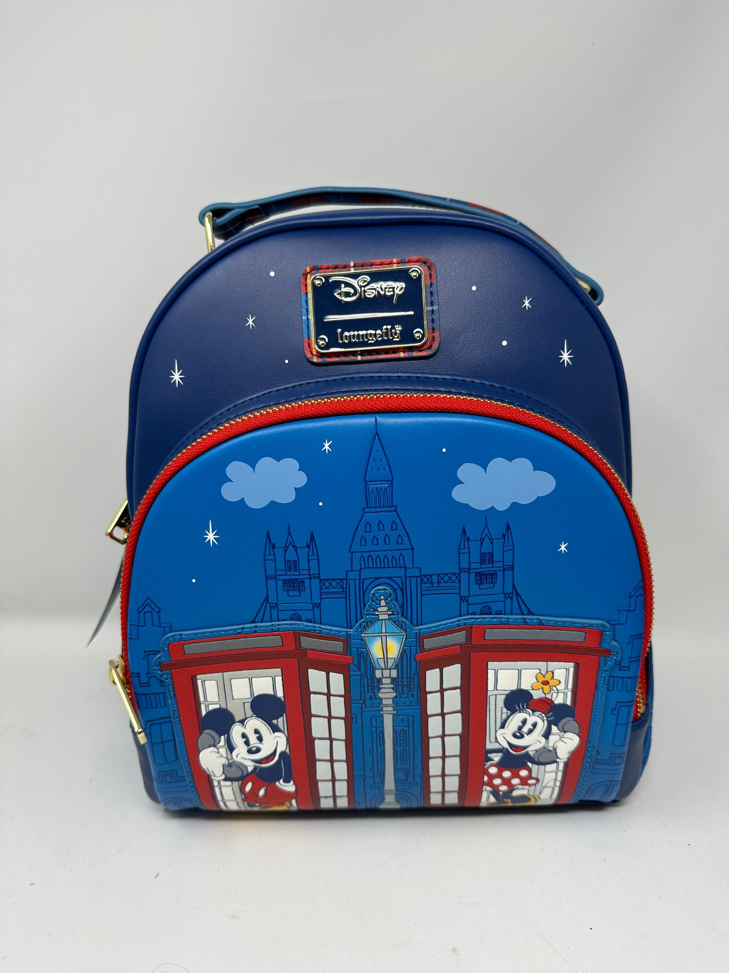 Disney Epcot UK Telephone Booth Minnie & Mickey Loungefly Backpack Purse