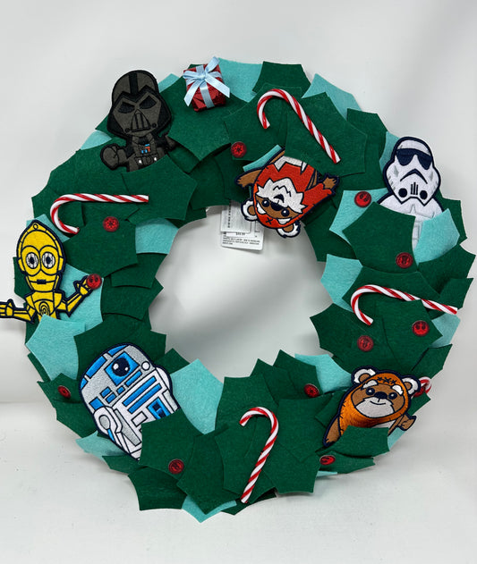 Disney Star Wars Holiday Wreath R2-D2, C-3PO, Ewok, Vader