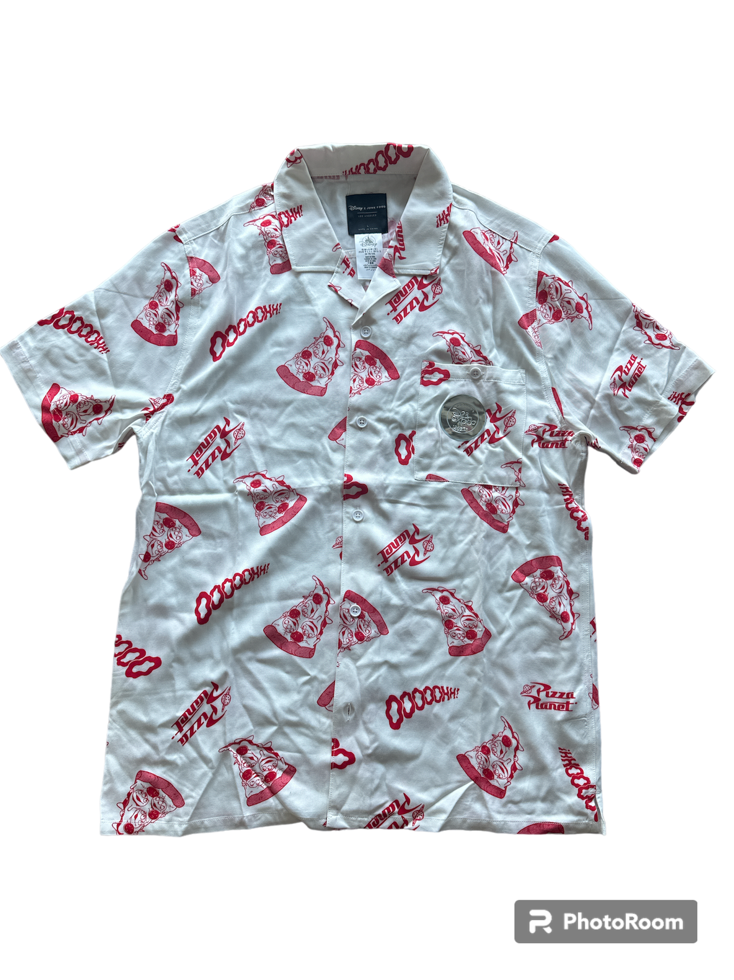 Disney D23 Pizza Planet Button Woven Camp Shirt