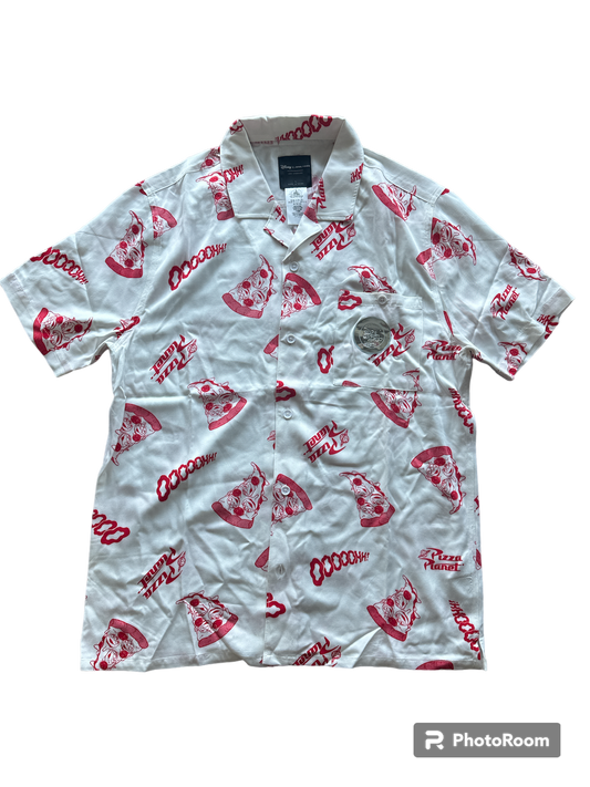 Disney D23 Pizza Planet Button Woven Camp Shirt