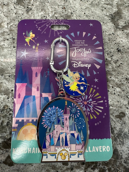 Disney Parks Joey Chou Castle Tinker Bell Keychain Clip