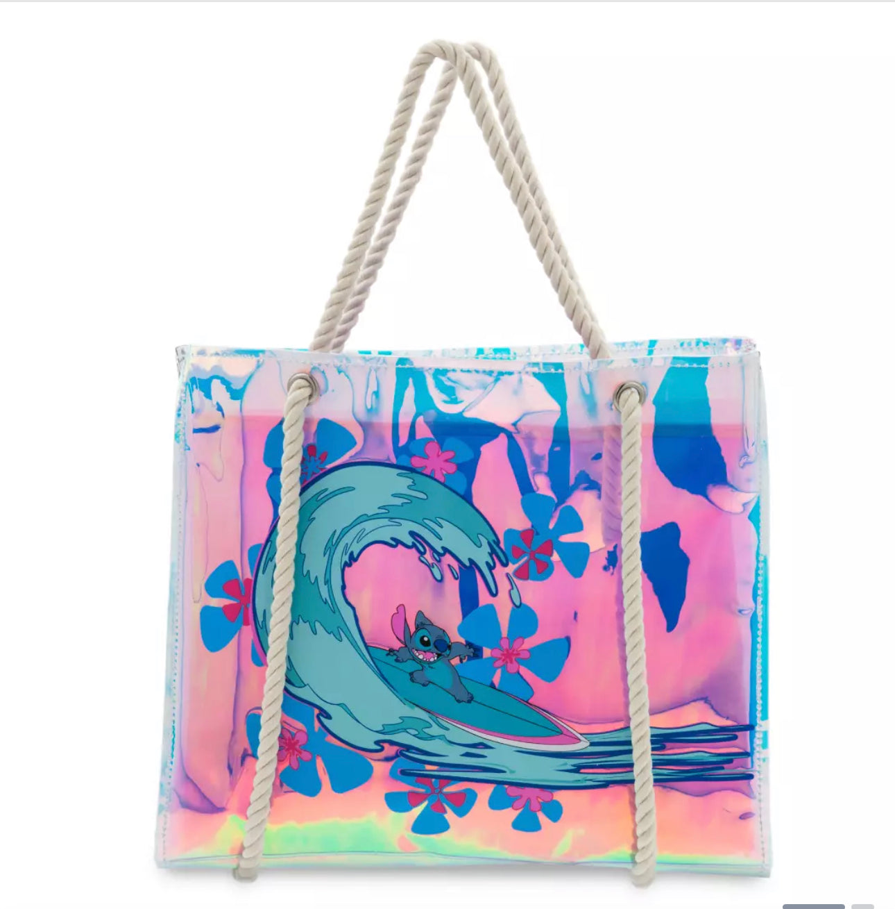 Disney Stitch Surfing Iridescent Beach Bag Tote