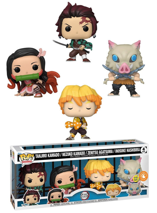 Funko Pop! Demon Slayer Crunchyroll EXCLUSIVE 4 Pack! Glow in the Dark