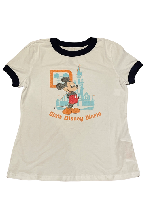 Walt Disney World 50th Anniversary Mickey Castle Ringer Shirt for Women