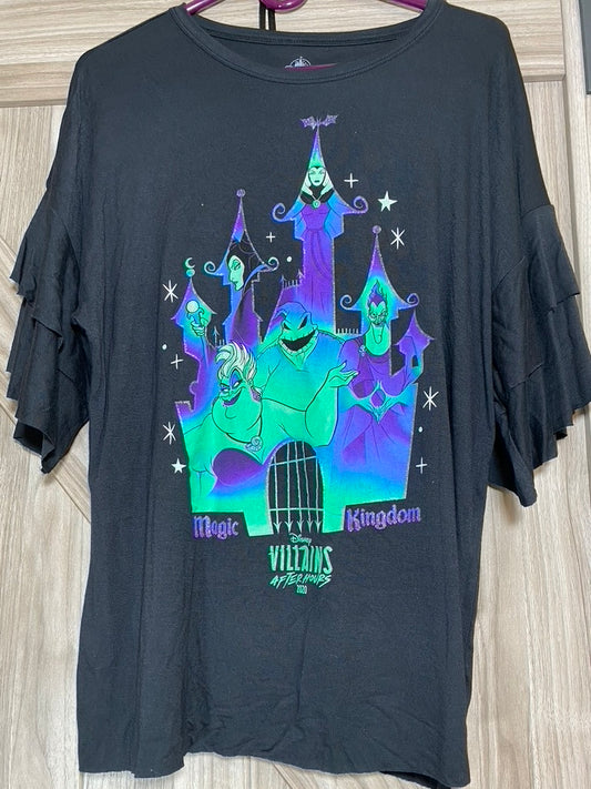 Disney Villains Magic Kingdom After Hours Glitter Castle Ladies Flutter Sleeve S