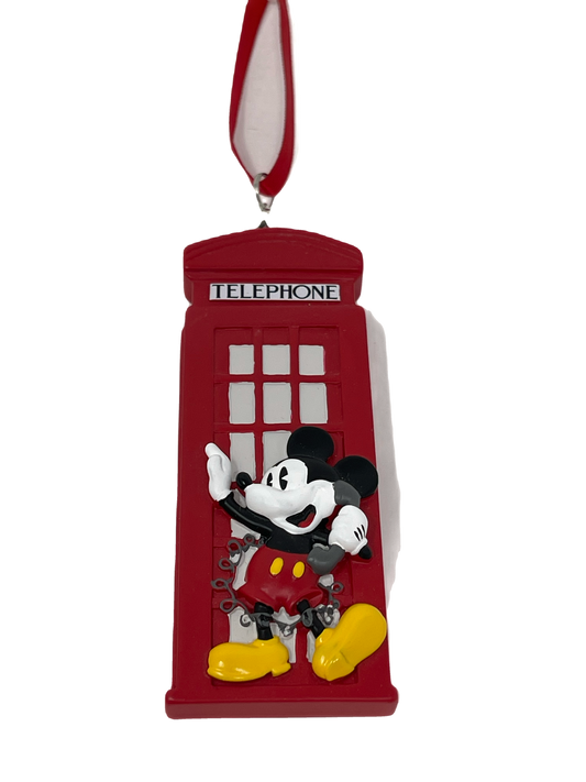 Disney Epcot UK World Showcase Mickey Telephone Booth Ornament