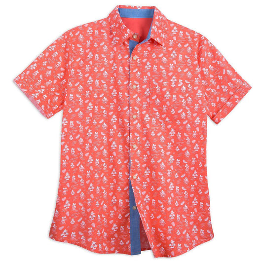 Disney Button Up Shirt for Men - Mickey Mouse Tropical - Orange - World of Treasures