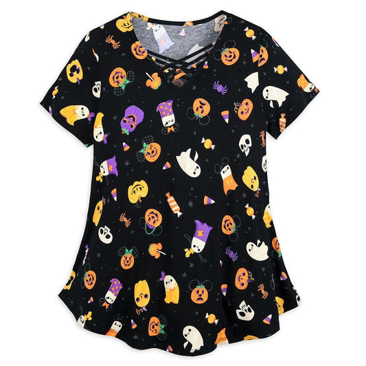 Disney Mickey Pumpkins and Ghost Friends Halloween Fashion Top for Women - World of Treasures