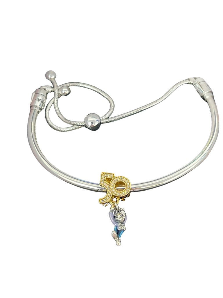Walt Disney World 50th Anniversary Mickey Celebration Bolo Bracelet and Charm