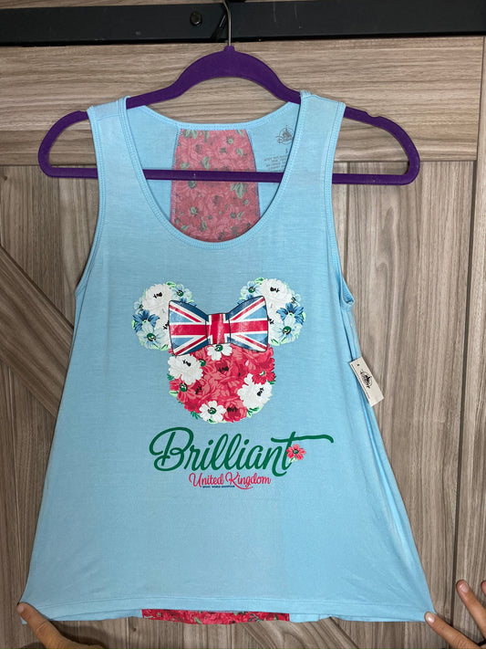 Disney Epcot United Kingdom UK World Showcase Minnie Roses Flowing Tank Top Medium