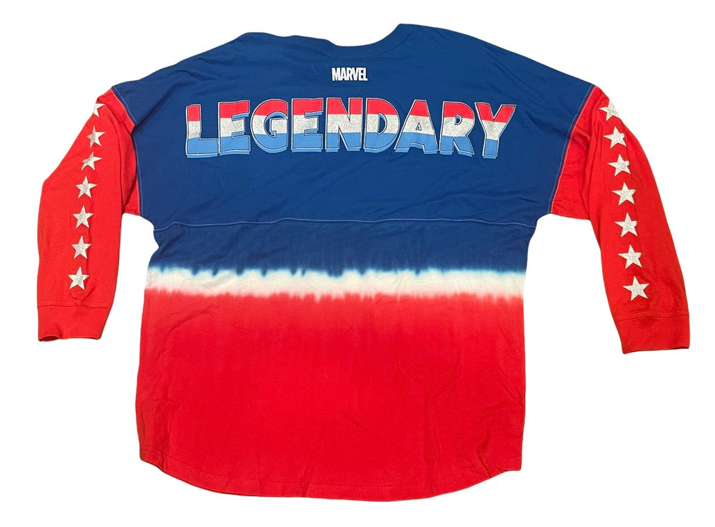 Universal Studios Marvel Captain America Tie Dye Long Sleeve Jersey Shirt