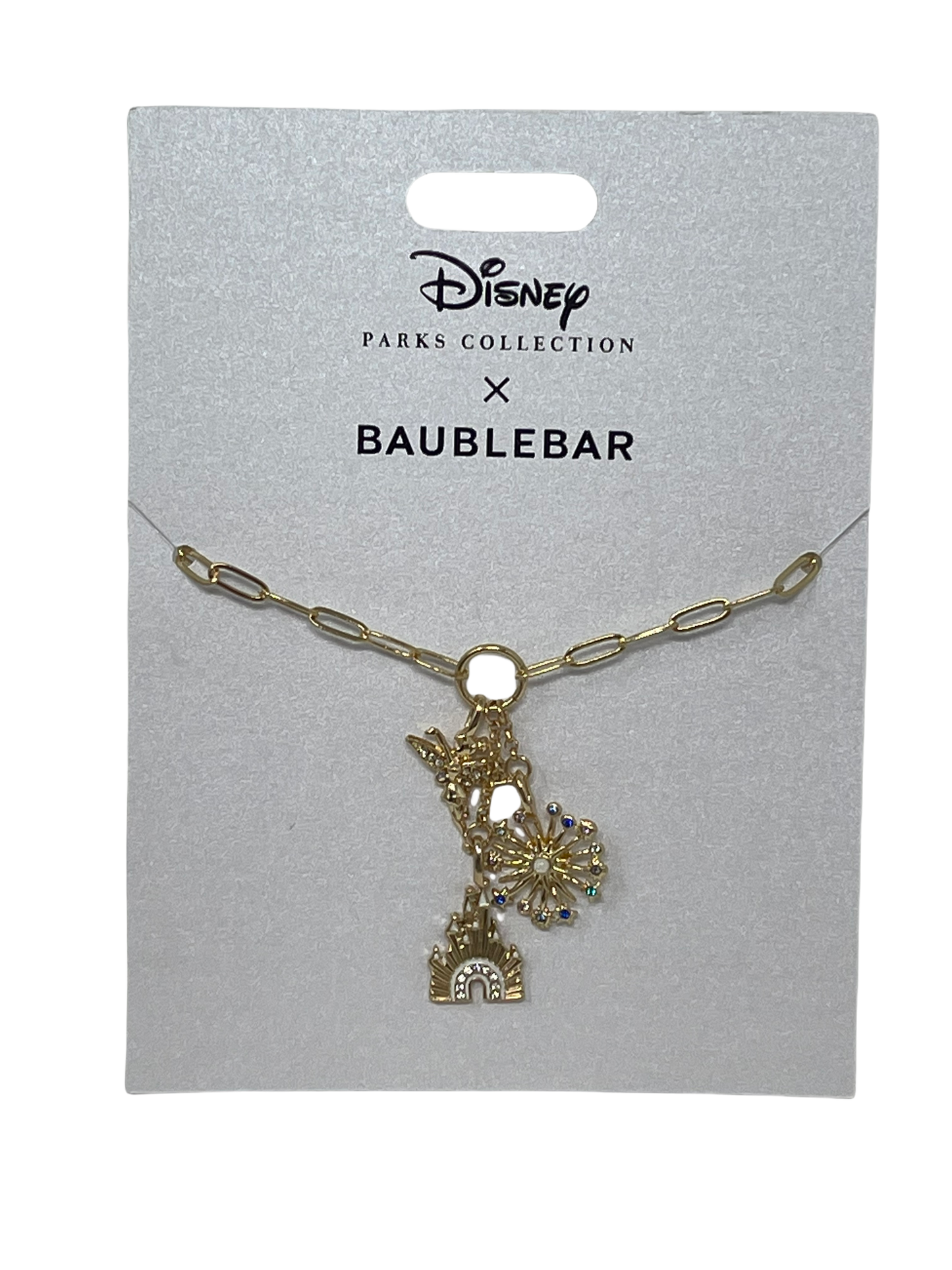 Walt Disney World 50th Anniversary Castle Tinker Bell Baublebar Necklace