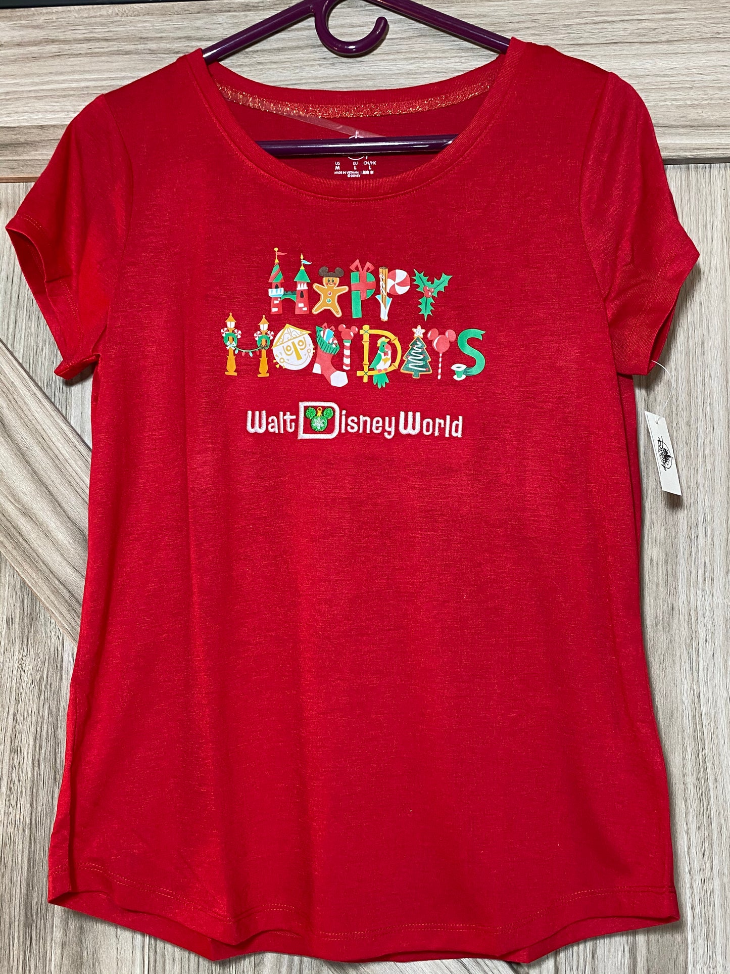 Walt Disney World Happy Holidays Snack Magic Kingdom Icon Ladies Shirt