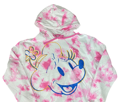 Walt Disney World Minnie Mouse Tie Dye Pullover Hoodie for Adults-Pink Large