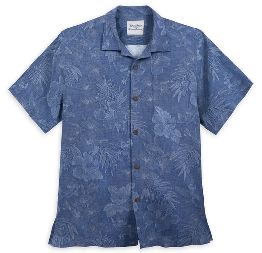 Disney Tommy Bahama Silk Shirt-Mickey Mouse Jacquard Blue Small