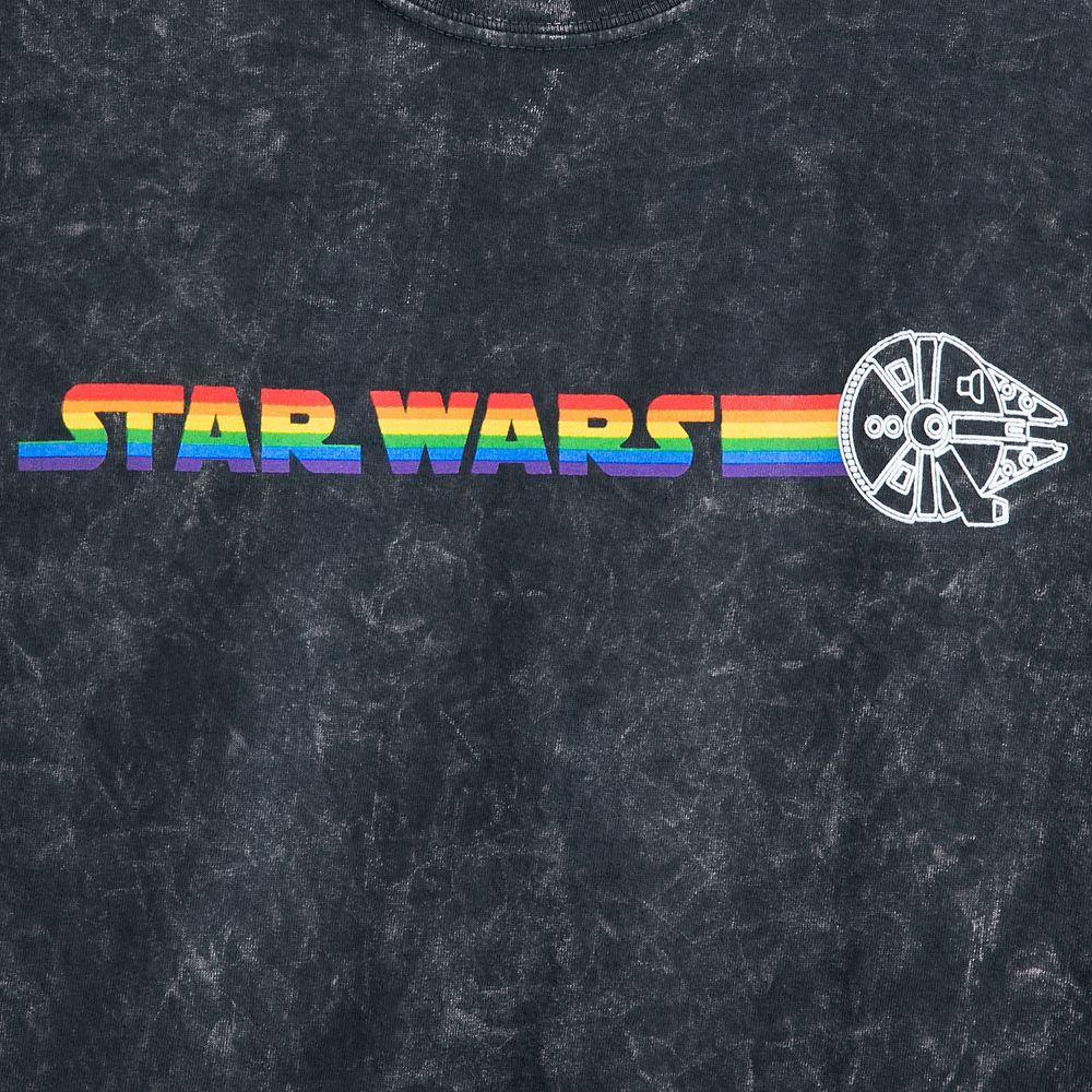 Disney Rainbow Star Wars Millennium Falcon Mineral Wash T-Shirt for Adults – Rainbow Star Wars Collection - World of Treasures