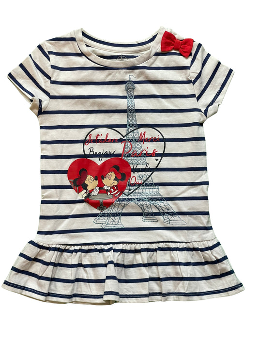 Disney Epcot France World Showcase Glitter Mickey and Minnie Kids Ruffle Shirt XS