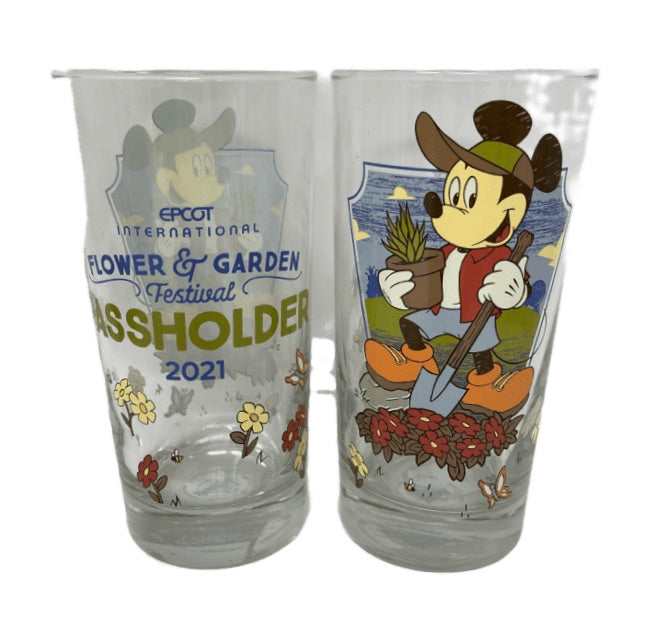 Disney Epcot 2021 Flower and Garden Festival Mickey Passholder Glass