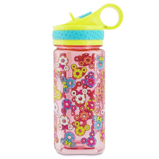 Disney Mickey and Minnie Mouse Donut Water Bottle with Built-In Straw - World of Treasures