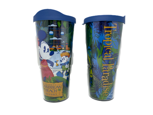 Disney Caribbean Beach Resort Mickey and Minnie Tervis Tumbler Cup with Lid