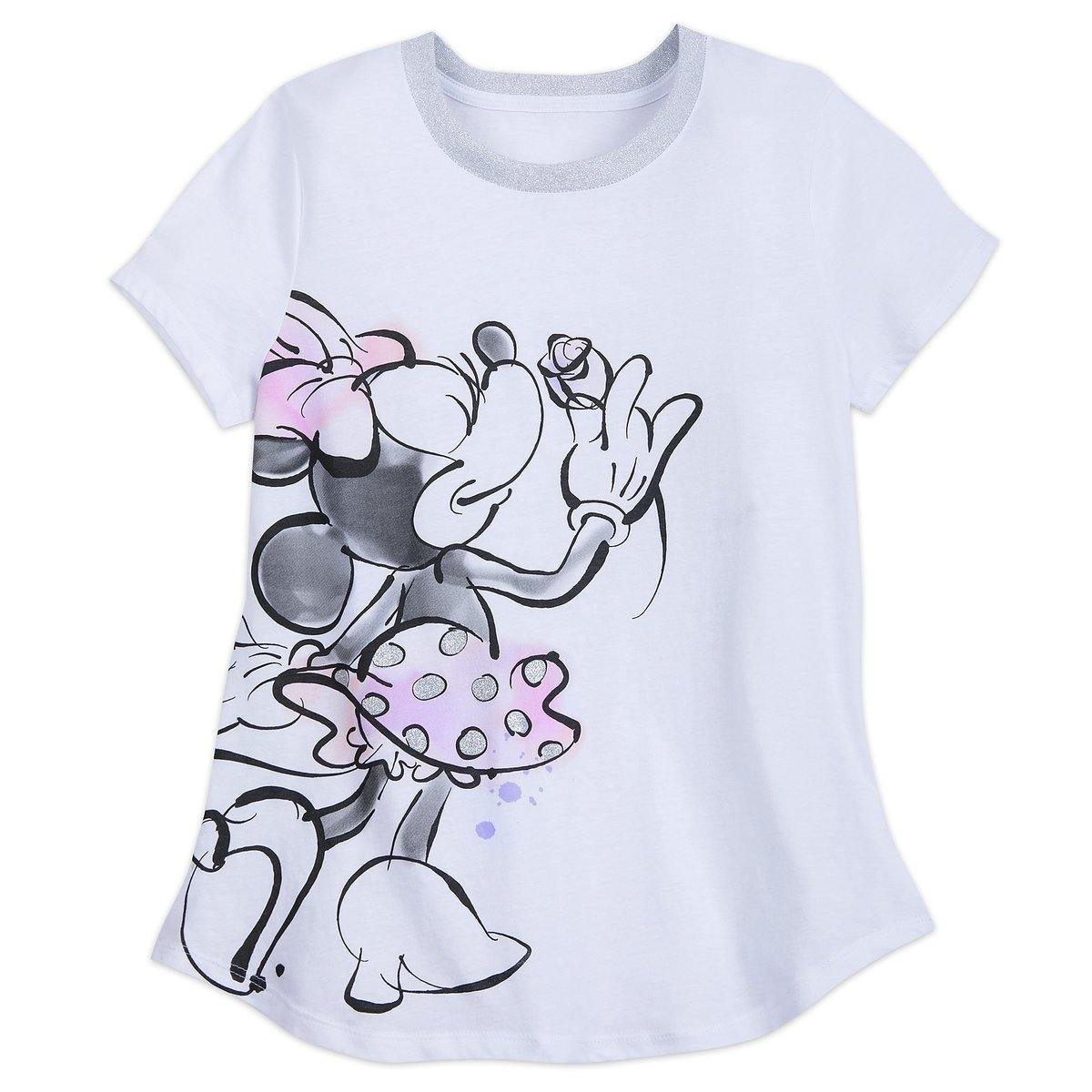 Disney Sweet Minnie Mouse Glitter Ladies Shirt - World of Treasures