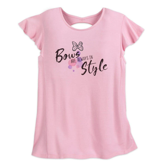 Disney Minnie Mouse Bows Are Always in Style Flutter Sleeve Ladies Shirt - World of Treasures