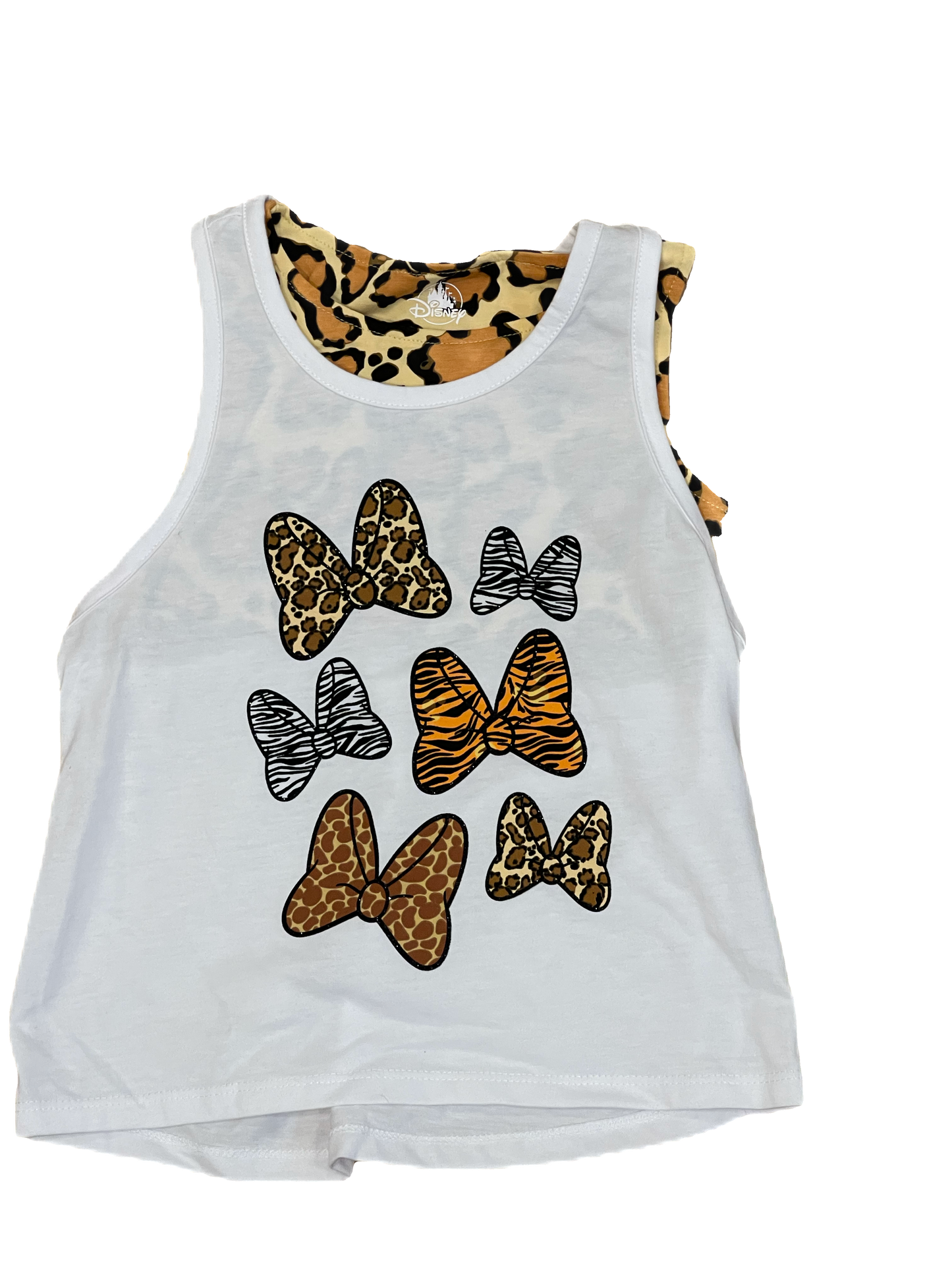 Disney Animal Kingdom Minnie Leopard Bow Tank Top Shirt for Girls