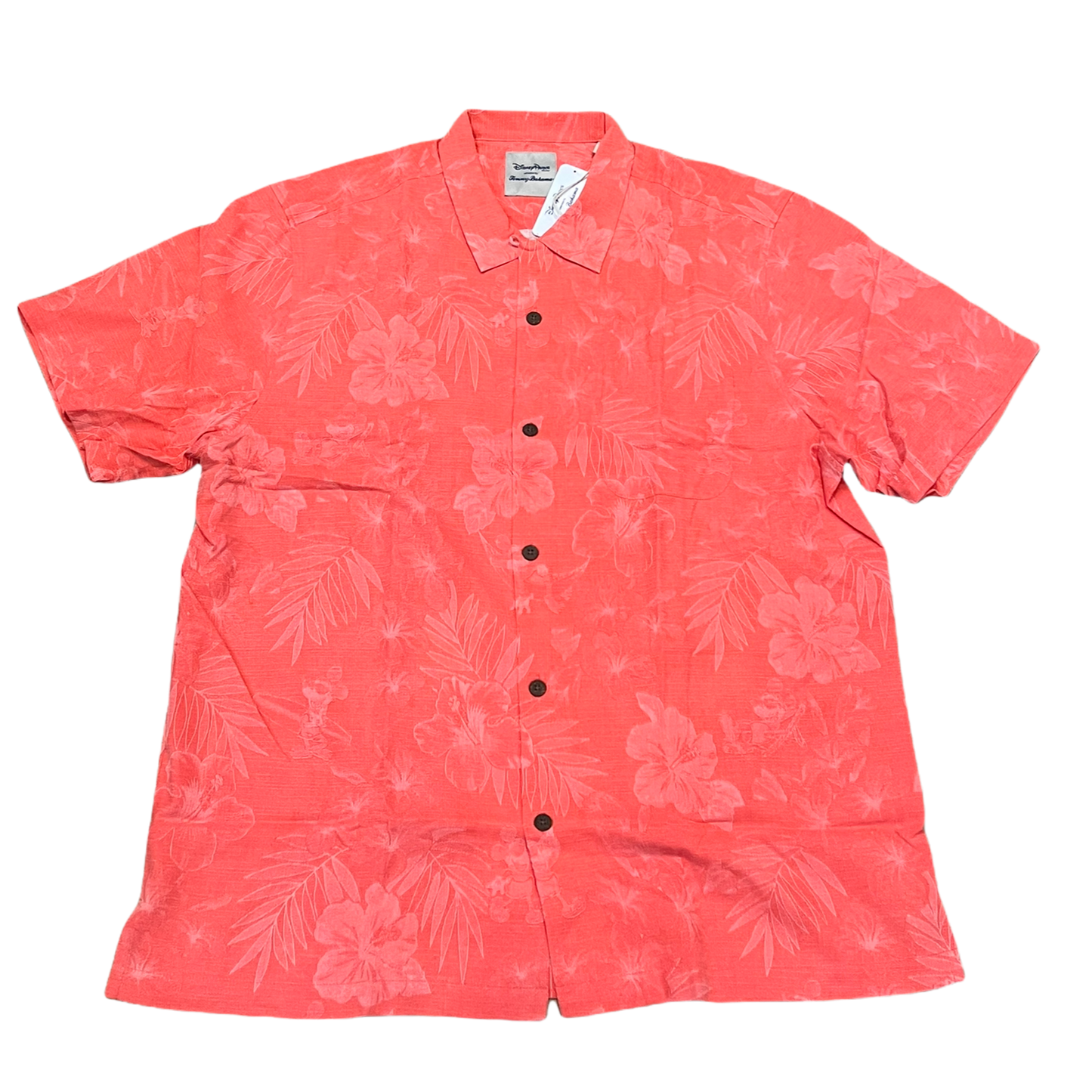 Disney Tommy Bahama Mickey Silk Shirt-Jacquad Dubarry Coral XL