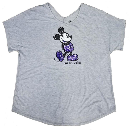 Disney Purple Potion Sequin Mickey Mouse Ladies Shirt - World of Treasures