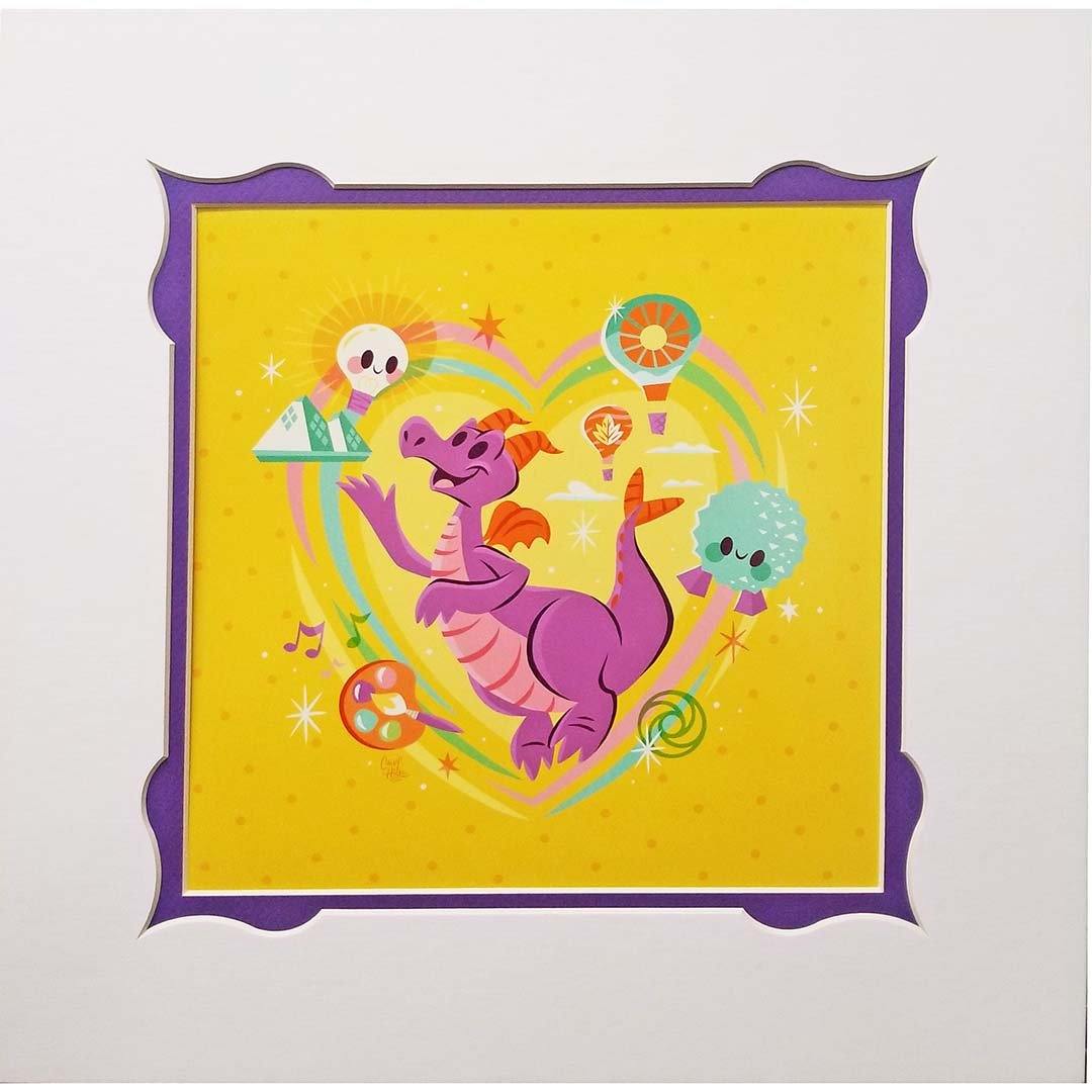 Disney Print - Journey Into Imagination Figment By Caley Hicks 14x14" Matted Print - World of Treasures