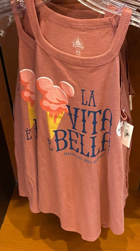 Disney Epcot Italy World Showcase Glitter Mickey Gelato Triangle Ladies Tank Top Large