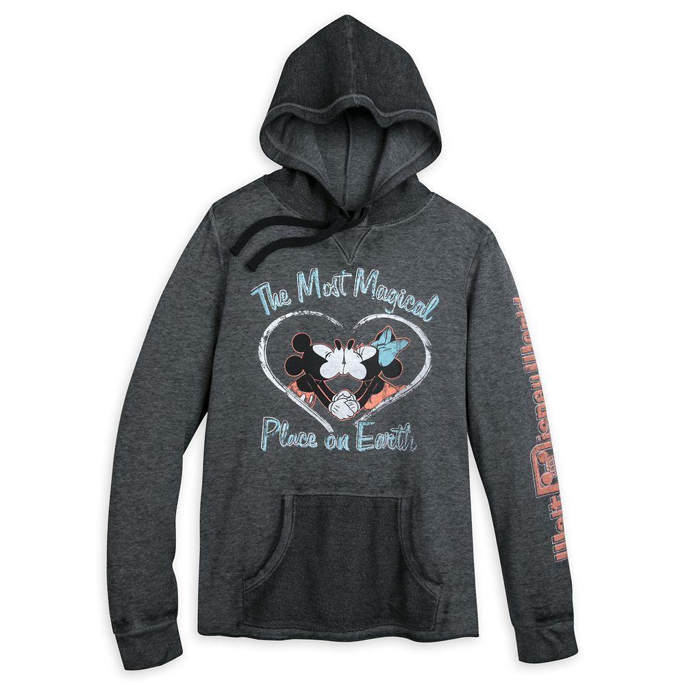 Walt Disney World Mickey and Minnie Mouse Kiss Pullover Hoodie for Women - World of Treasures